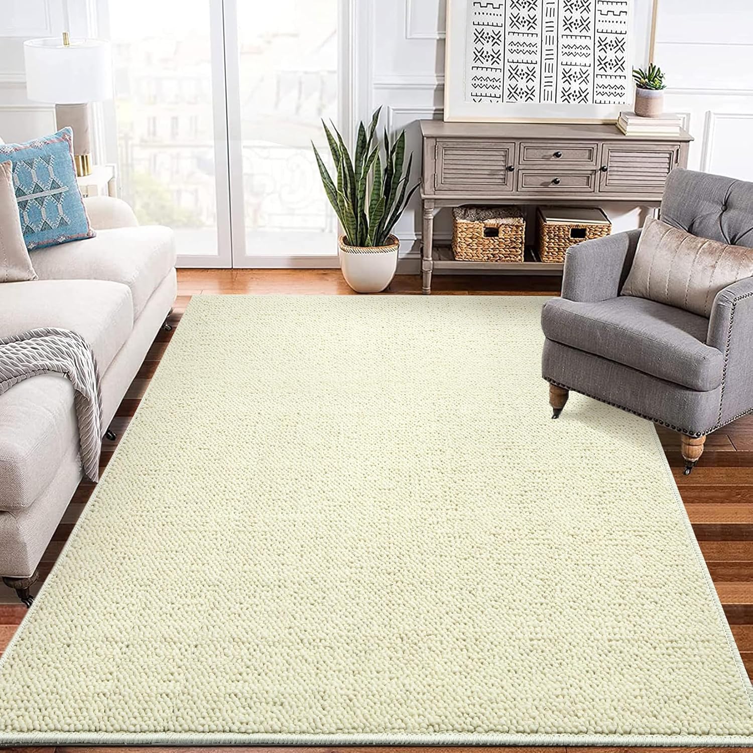 GlowSol Area Rugs 8x10 Modern Solid Rugs for Living Room