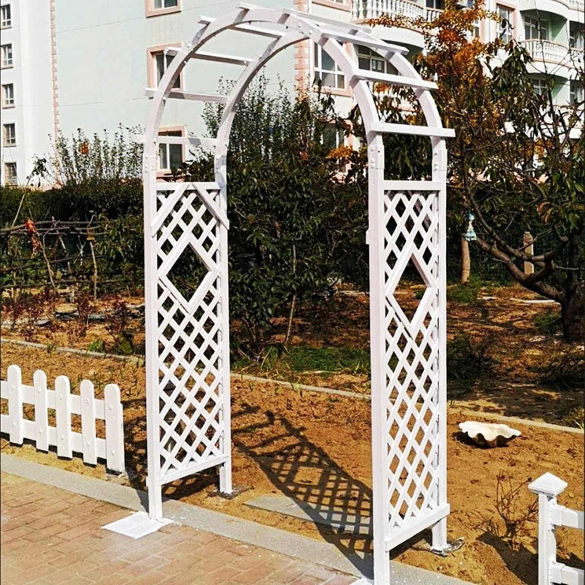 Drewniany łuk ogrodowy do dekoracji ślubnych, pergola do roślin pnących i winorośli róży, brązowa dekoracja patio na zewnątrz, idealna na dziedzińce i trawniki
