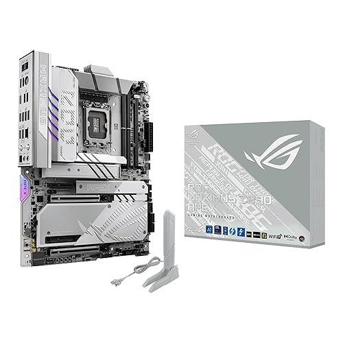 ASUS ROG MAXIMUS Z890 APEX Intel® Z890 LGA 1851 ATX motherboard, Advanced AI PC-ready, 22+2+1+2 stages, DDR5, WiFi 7, 5G LAN, 3x PCIe® 5.0 M.2, Thunderbolt™ 4, USB Type-C®, AI OC, Cooling & Networking - LGA 1851|Core Ultra - Z890 Apex|M.2 x6|WiFi 7|White