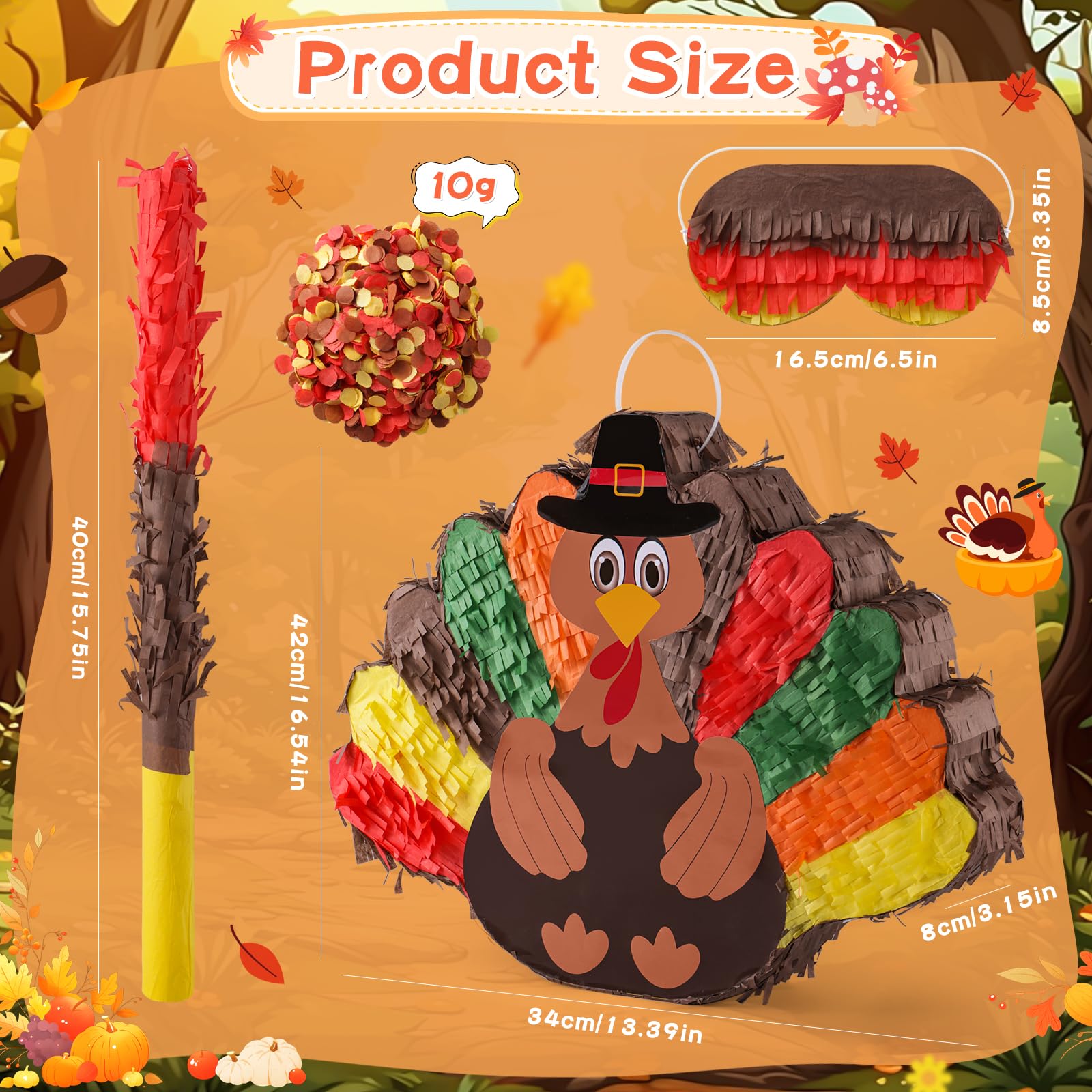 Piñata per bambini con benda e bastone, per feste di compleanno, attività scolastiche, giochi, feste, Ringraziamento