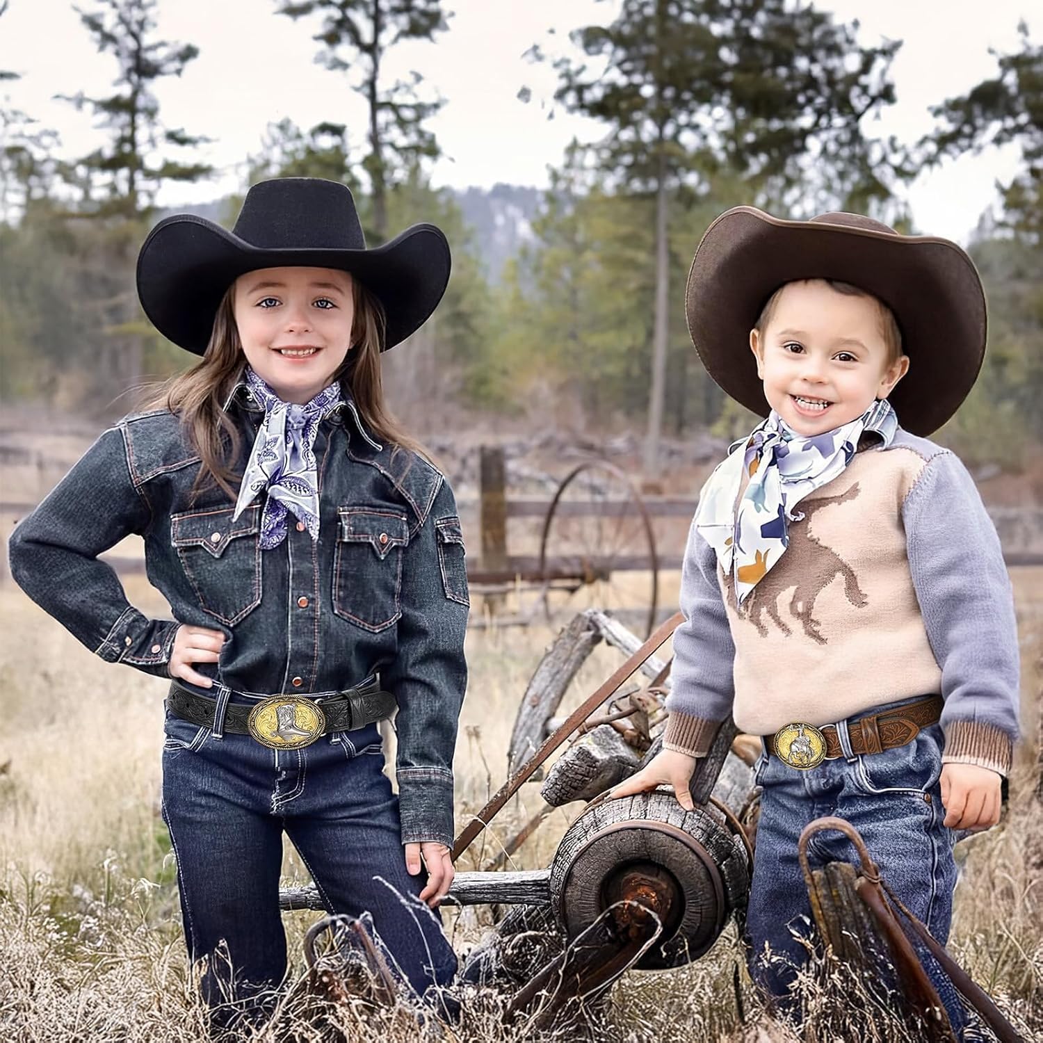 Kids Western Belt for Boys Girls Embossed Cowboy Cowgirl Genuine Leather Kid Western Buckle Belts for Jeans Gifts - Image 7