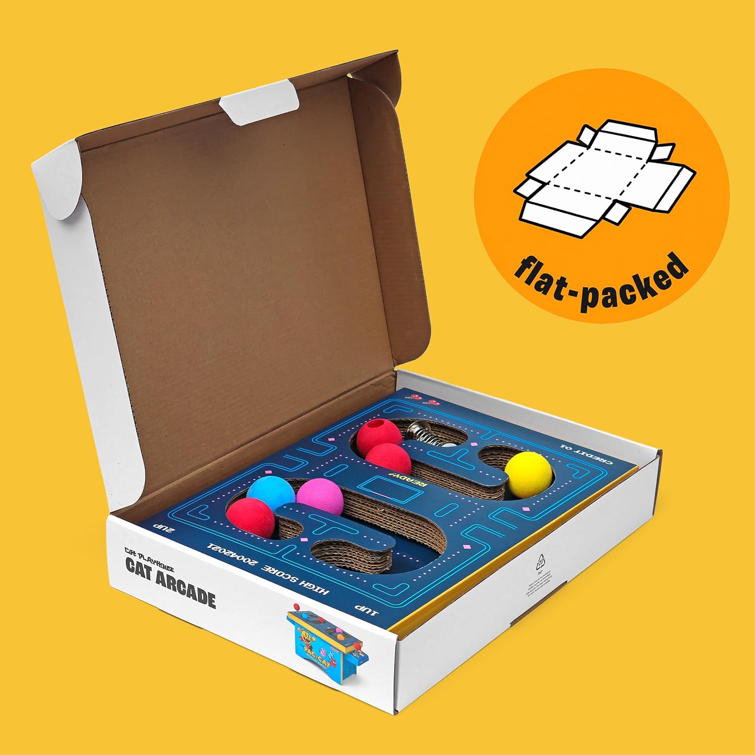 Suck UK Cat Arcade | Cardboard Arcade Machine | Retro Game Interactive Cat Toy | Arcade Entertainment for Indoor Cats | Ball Play | Viral Cats Video Toy | Unique Gifts image 3