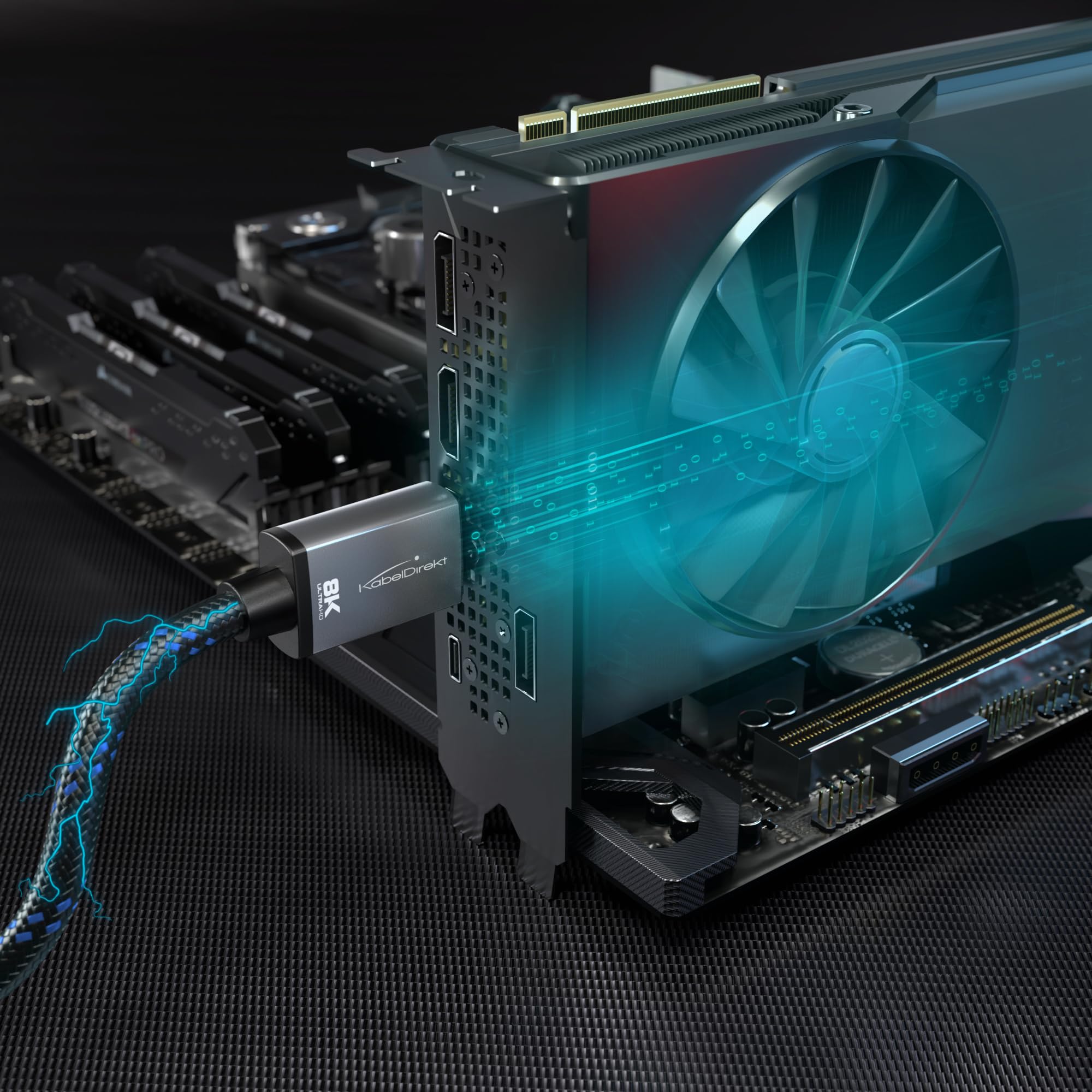 KabelDirekt – Kabel DisplayPort 8K / 60Hz 1.4 – 2m | Nasz precyzyjnie zaprojektowany kabel DP pasuje do wszystkich kart graficznych, wyświetlaczy, monitorów do gier