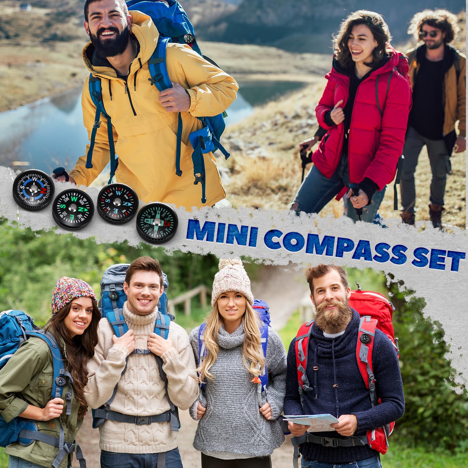 Relaxweex 100 Pcs Button Compass Bulk 20mm Mini Survival Compass Pocket Oil Filled Compass for Camping Hiking Boating Touring Outdoor Activities, 4 Styles - Image 4