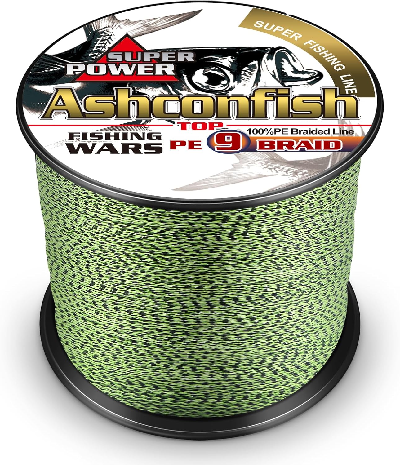 Ashconfish Braided Fishing Line- 9 Strands Super Strong PE Fishing Wire-Abrasion Resistant - Zero Stretch-Small Diameter-Multiple Colors, 1000M/1093Yds-1500M/1640Yds-2000M/2187Yds -6lb 8lb to 100lb