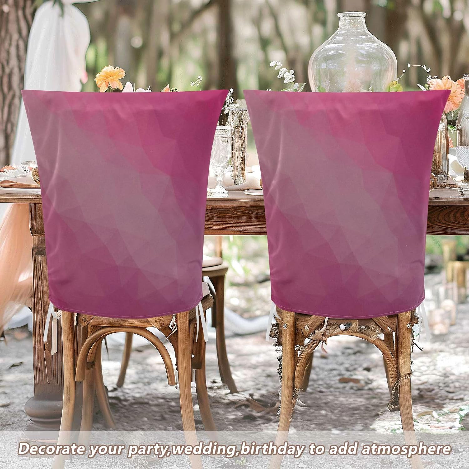 Pink Gradient Decorative Chair Cover for Birthday Party Anti-Dust Soft Chair Covers cobertores para sillas de comedor Set of 6