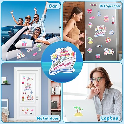 Miniatura 9 de 62 piezas de decoración navideña para refrigerador de automóvil, 44 bombillas reflectantes, 18 cables magnéticos, decoración de ventana de buzón de