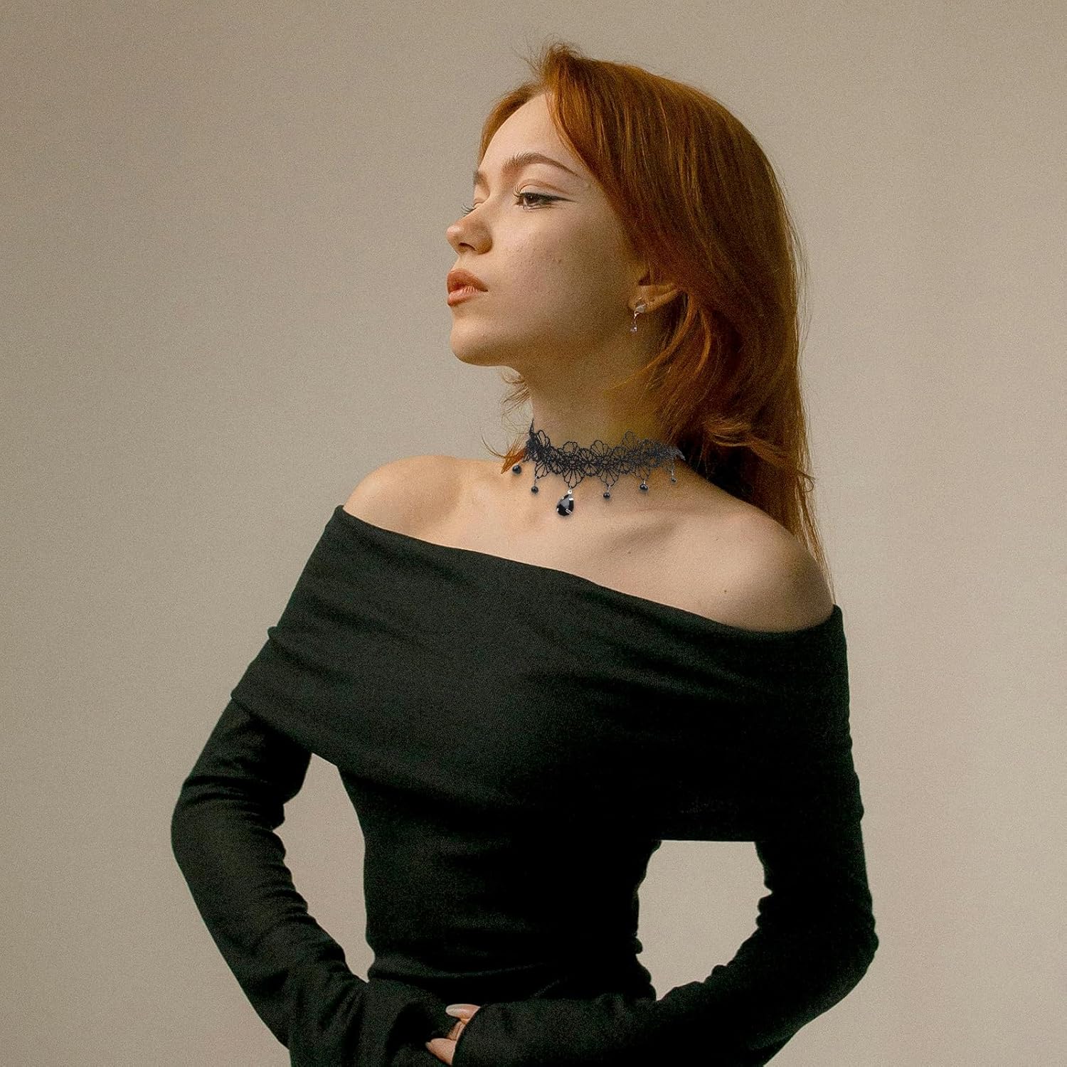 Choker Necklace for Women Black Lace Choker Gothic Jewelry Rhinestone Necklace Goth Necklace Choker Accessories Black Choker Necklaces Halloween Accessories for Women Girls Party Cosplay - Image 6