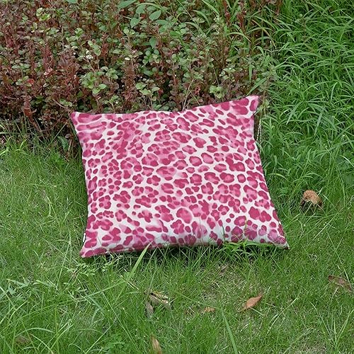 Miniatura 4 de Juego de 2 fundas de almohada con estampado de guepardo rosa intenso, para decoración al aire libre, fundas de almohada de lona impermeables para