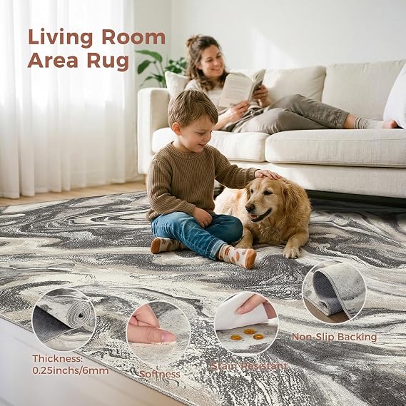 DMOYEST 5x7 Area Rug for Living Room Washable Abstract Indoor Carpet