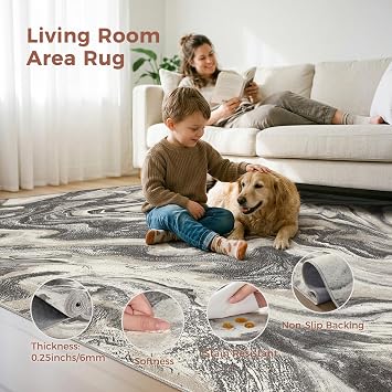DMOYEST 5x7 Area Rug for Living Room Washable Abstract Indoor Carpet