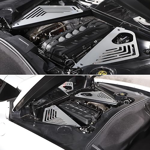 Miniatura 7 de Cubierta de panel de bahía de motor compatible con Chevrolet Corvette C8 2020-2023, cubiertas de motor traseras de aleación de aluminio, protectores