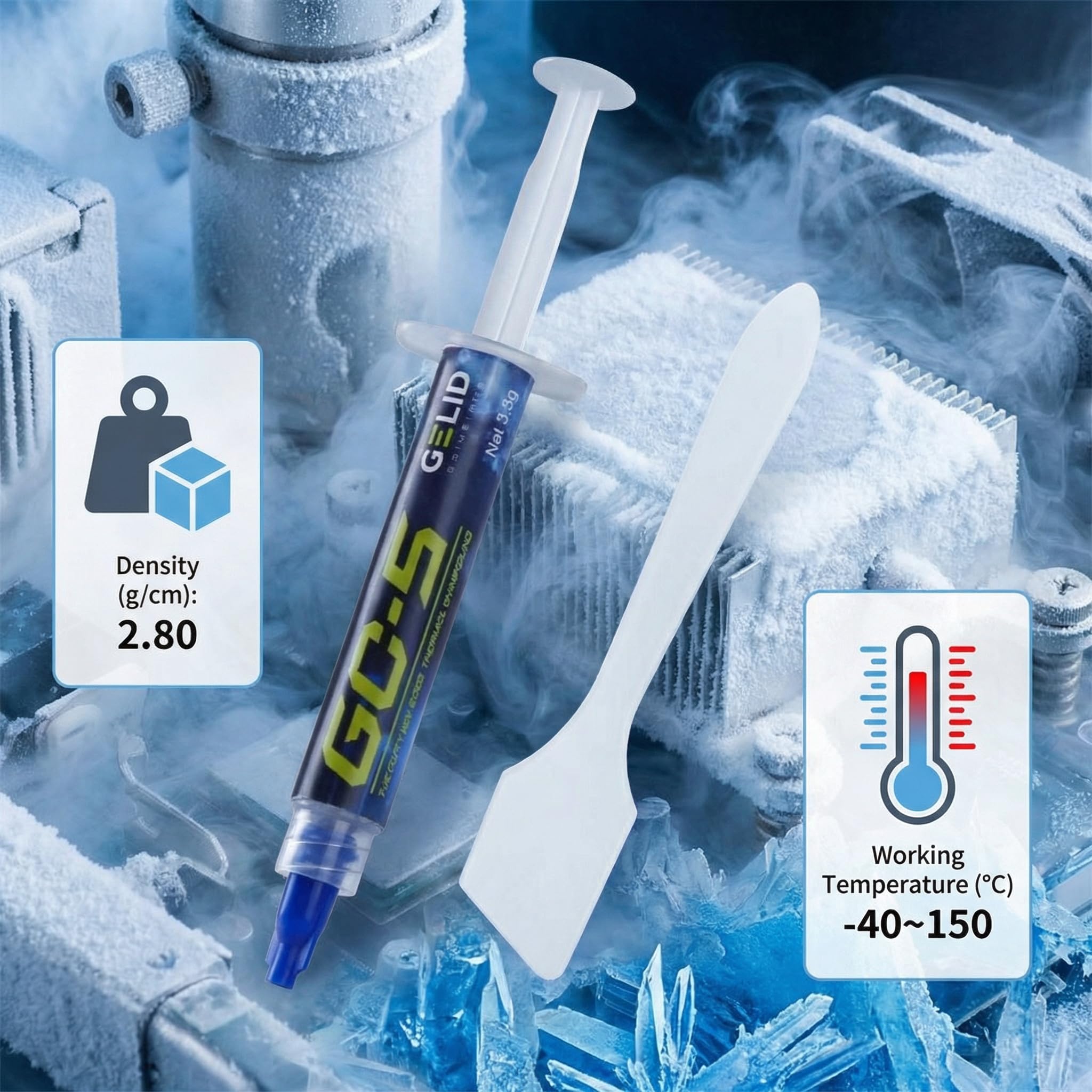 Gelid Solutions GC5 – 3,5g Pasta Termica, Tecnologia avanzata di fusione tra Nanodiamanti e Ceramica, Resistente a Pump-Out e Secchezza, Ideale per CPU, GPU, Console, Laptop e Overclocking