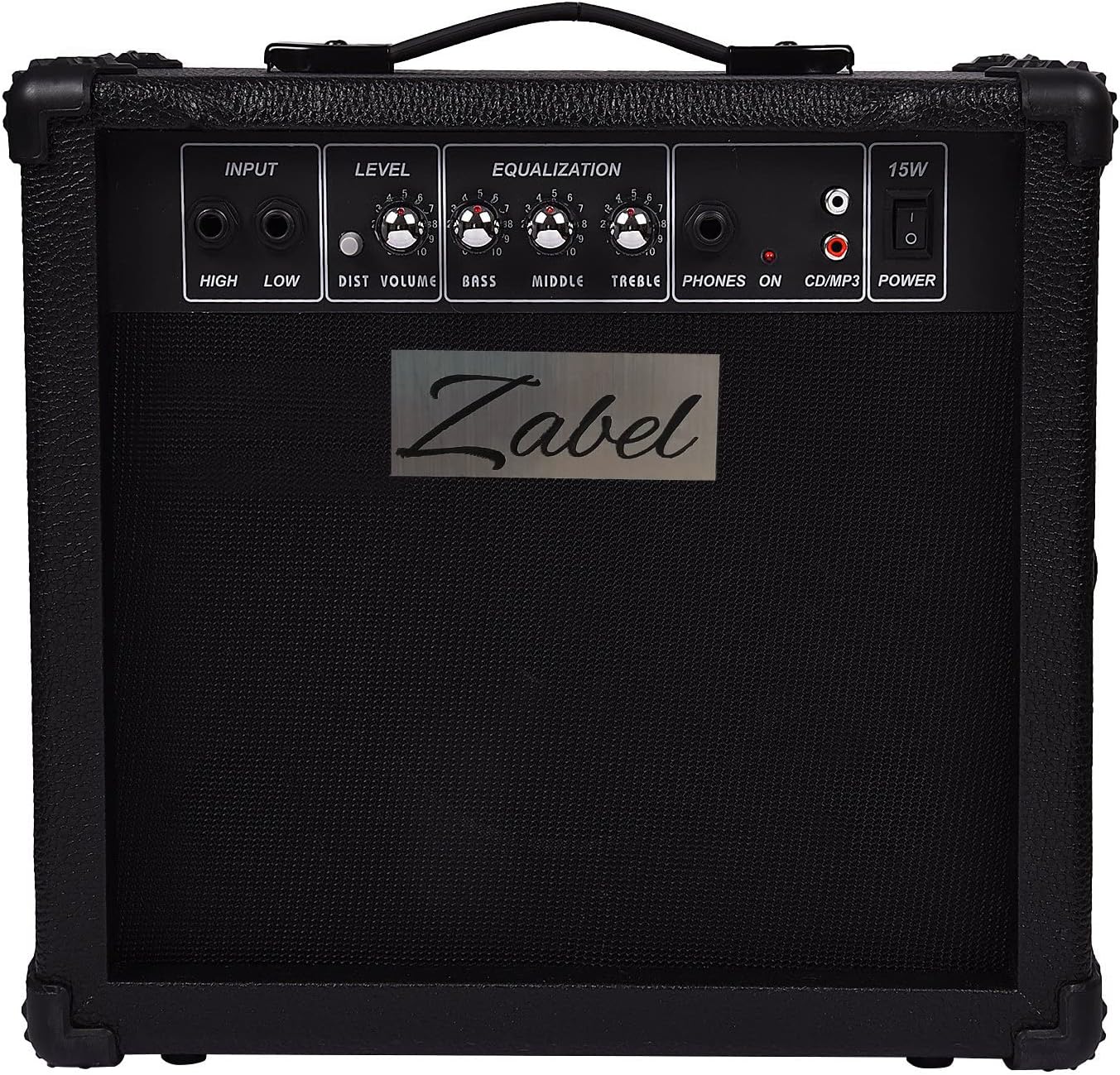 15Watt 2 Channel Electric Guitar Amplifier, Distortion Channel, 3 Band Equalisation and CD Line Input, with Headphone Output