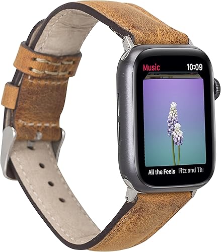 Bayelon Correas de reloj de cuero de grano completo, compatibles con iWatch Band de 1.496 in 1.575 in 1.614 in 1.654 in 1.732 in 1.772 in, correa de