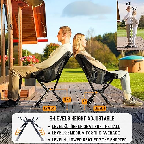 Miniatura 4 de ADJ-S2 Silla de camping portátil  Silla plegable de altura ajustable, silla plegable compacta en 8 segundos, silla al aire libre para camping,