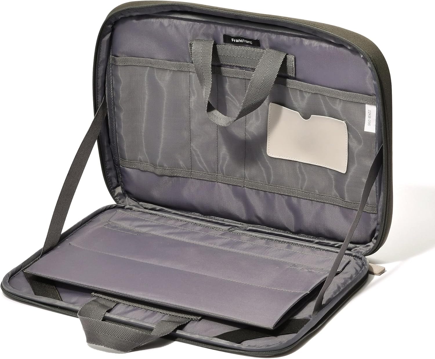 Francfranc 13-14 Inch Grey PC Stand with Storage Pocket, Quilted Material