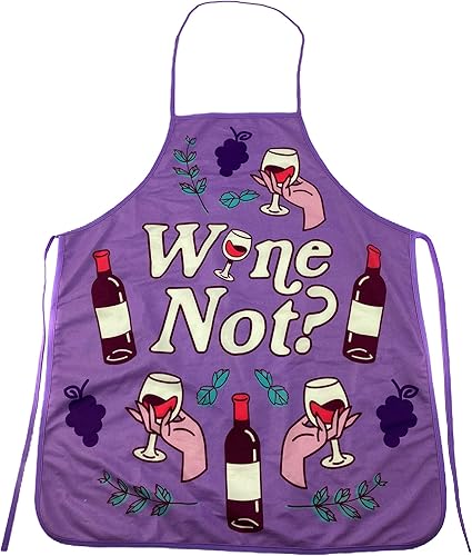Miniatura 1 de Crazy Dog T-Shirts Wine Not Apron Divertido Vino Wine Lover Beber Graphic Novelty Kitchen Smock, Púrpura