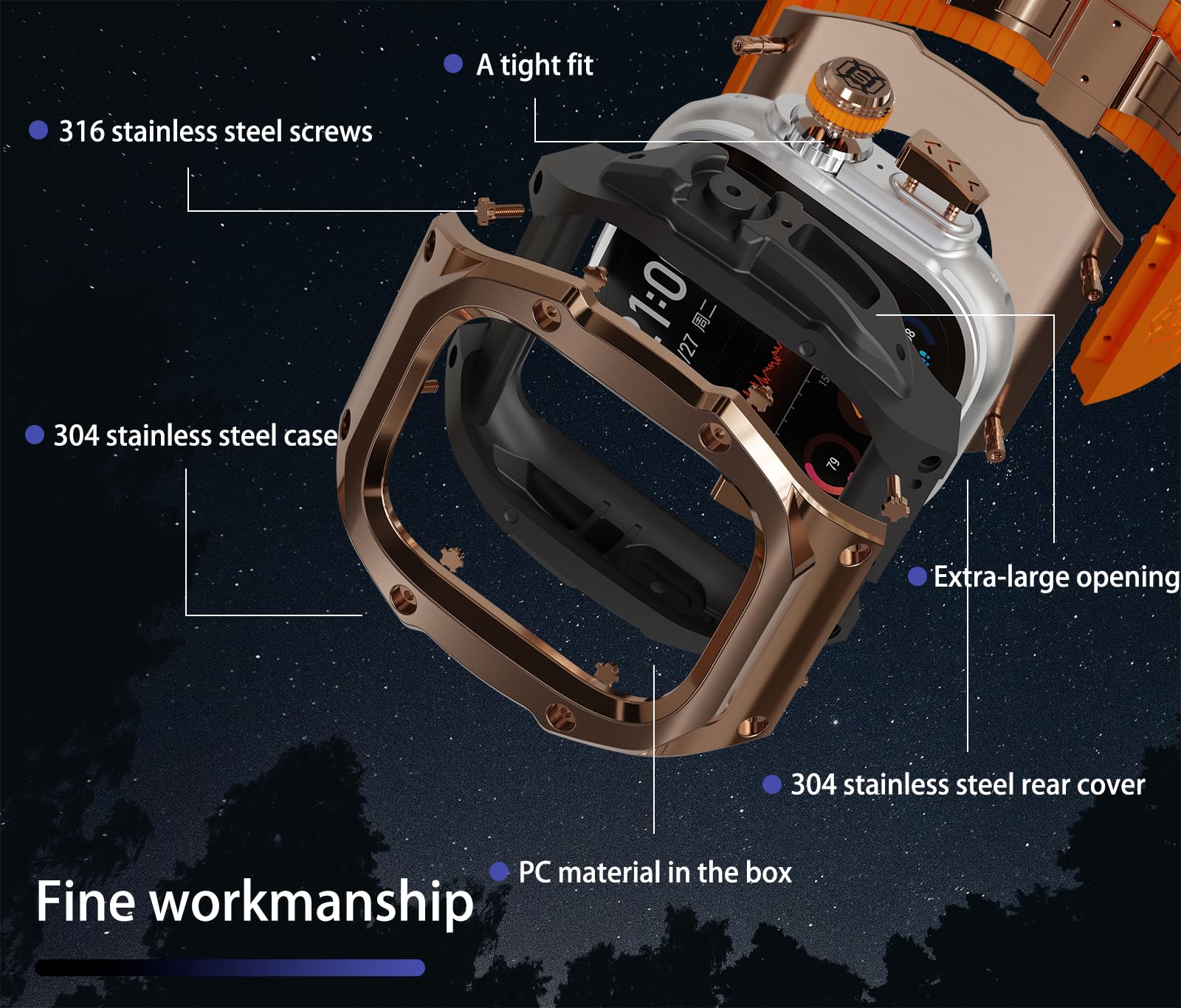 VeveXiao Robuste Schutzhülle mit Armband kompatibel mit Apple Watch Ultra Bändern 49mm, Metall Schutzhülle mit Silikonband stoßfest Bumper für iWatch Ultra 49mm Herren und Damen