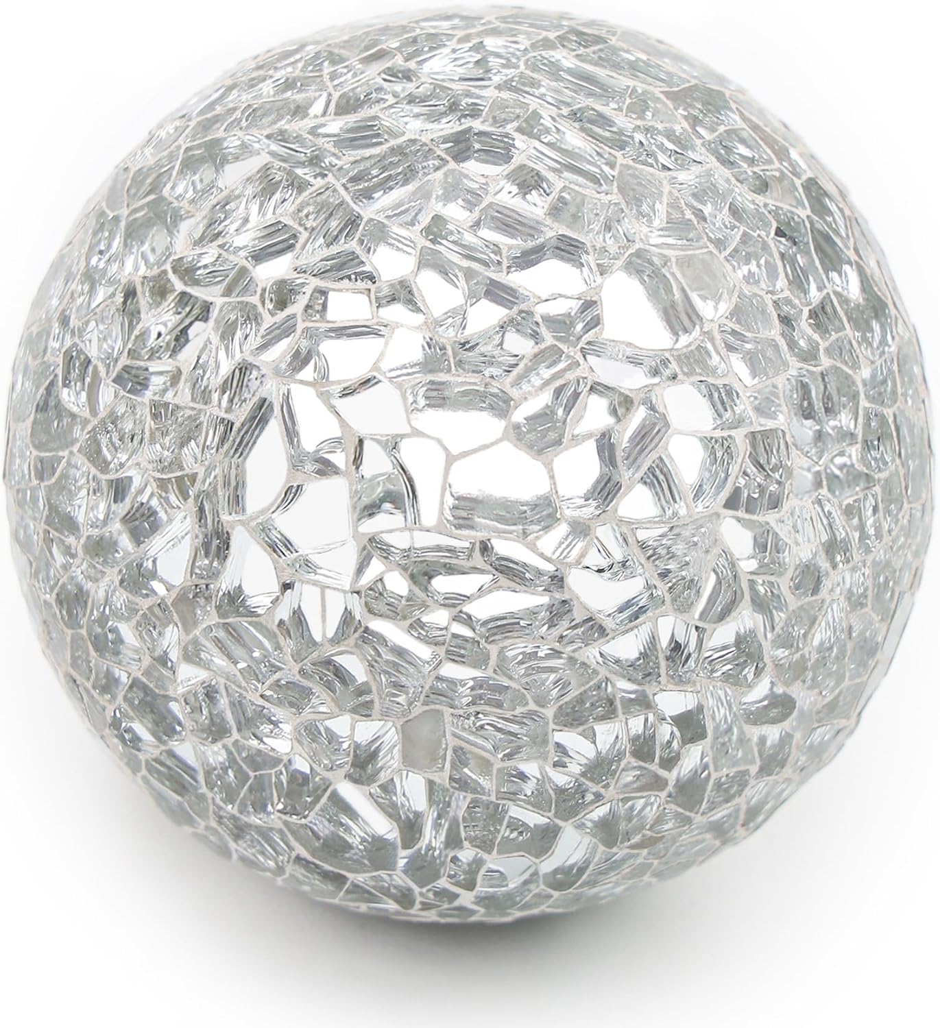 Woration 1PC Ornamental Ball 2.56 Inch Mosaic Glass Orbs Centerpiece Balls Silver Ornament Glass Stable Ball Mirror Glass Ball for Adorn Bowls Vases Tables Marriage ceremony Celebration