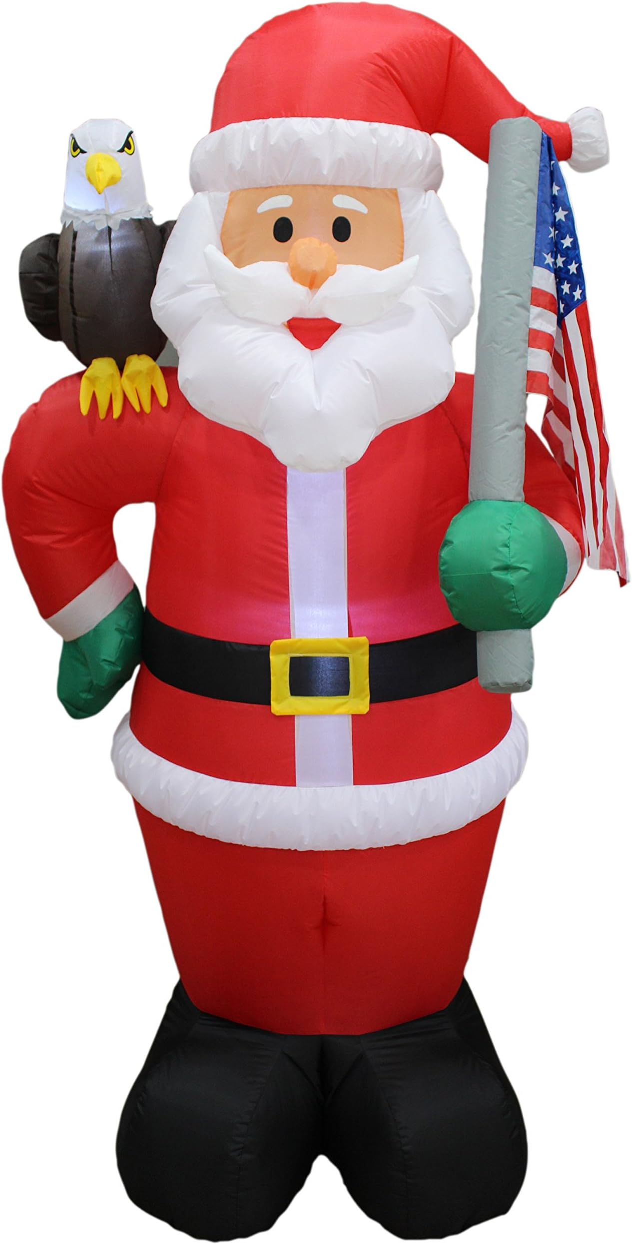 6 Foot Tall Lighted Christmas Inflatable Patriotic Santa Claus with Eagle and American Flag Yard Art Decoration