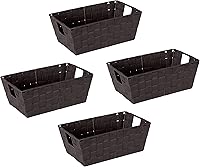 Vista 28 de Simplify Bolso grande con correa tejida Cesta de almacenamiento decorativa 2 asas Organización Armario Dormitorio Baño Guardería