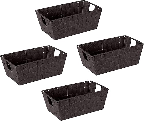 Miniatura 28 de Simplify Bolso grande con correa tejida Cesta de almacenamiento decorativa 2 asas Organización Armario Dormitorio Baño Guardería