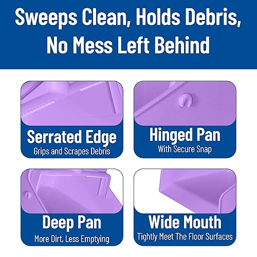 Miniatura 4 de SPARTA Recogedor vertical con mango de aluminio, borde dentado para peinar escobas, bloqueo de yugo seguro con orificio para colgar de fácil Rojo