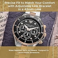 Vista 5 de FILIPPO LORETI Odyssey - Reloj de pulsera multifunción de dos tonos, oro rosa, esfera negra, pulsera de eslabones de acero inoxidable de 1.654 in