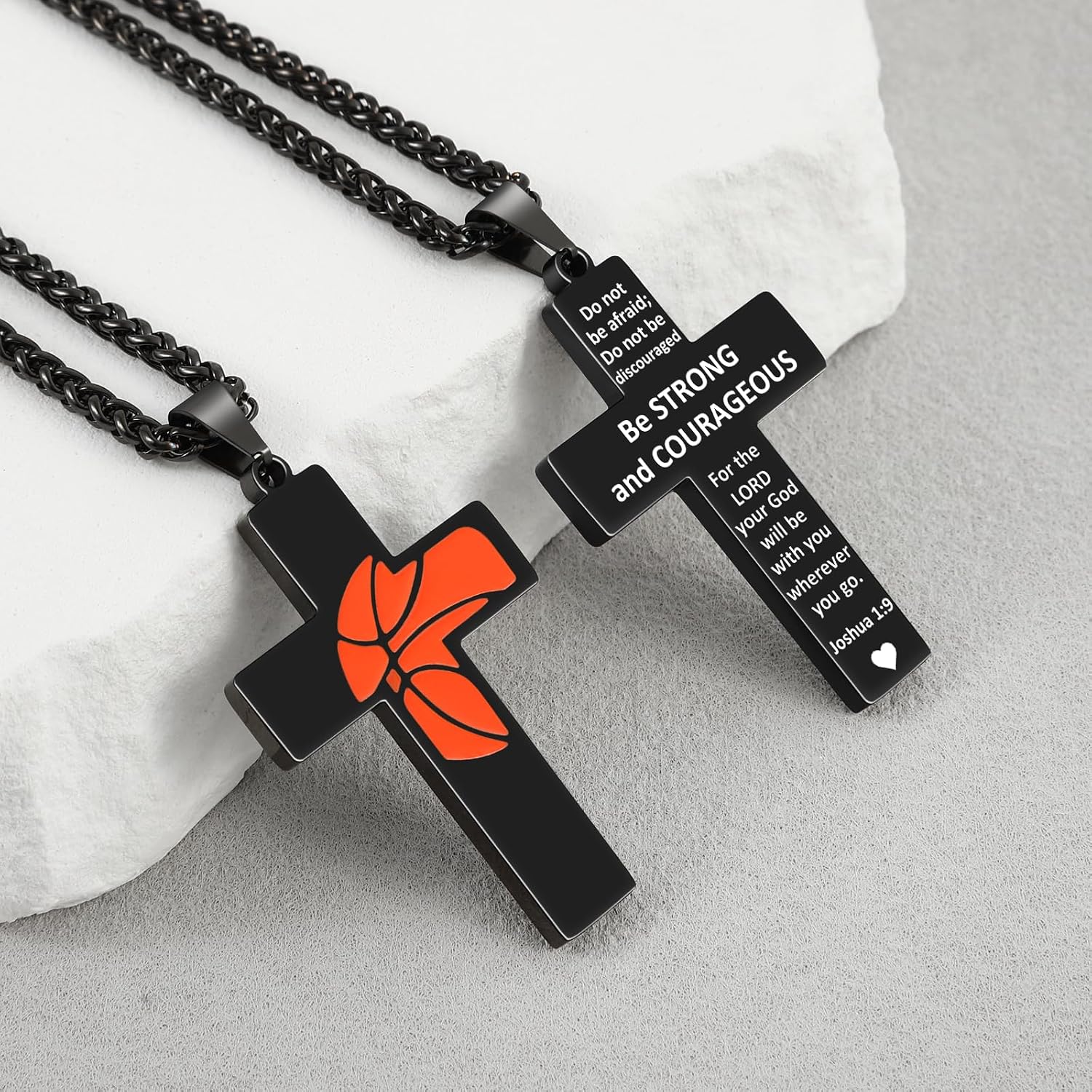 Basketball Cross Necklace for Men, Bible Verse Pendant Gifts for Birthday Christmas, Baptism Christian Religious Basketball Accessories Stuff Gifts
