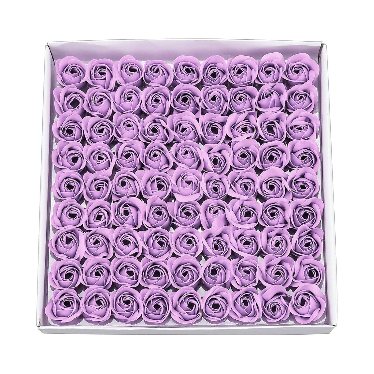 HOUSWEETY 81Pcs Bath Soap Rose Flower, Floral Scented Rose Petal Bouquet