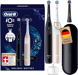 Oral-B iO Series 2 Elektrische Zahnbürste — Doppelpack — Electric Toothbrush, Inkl. 3 Aufsteckbürsten, Reise-Etui — 3 Putzmodi für Zahnpflege, GUT GETESTET (2,2) von STIFTUNG WARENTEST, Schwarz/Pink