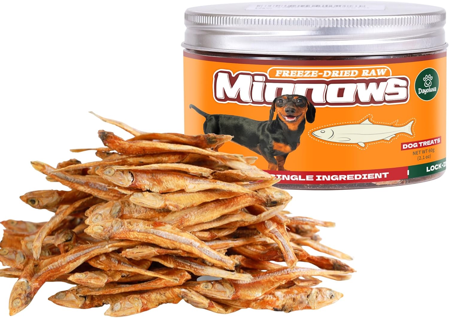 Freeze-Dried Minnows Dog Treats, Wild-Caught Human Grade, Single Ingredient High Protein Training Rewards & Meal Topper for Dogs Cats (8 oz)