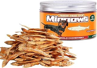 Freeze-Dried Raw Minnows Dog Treats, Single Ingredient Wild-Caught Human Grade Fish, High-Protein Training Rewards & Meal Toppers, Bulk Pack for Multi-Pet Homes (2.1 Ounce)