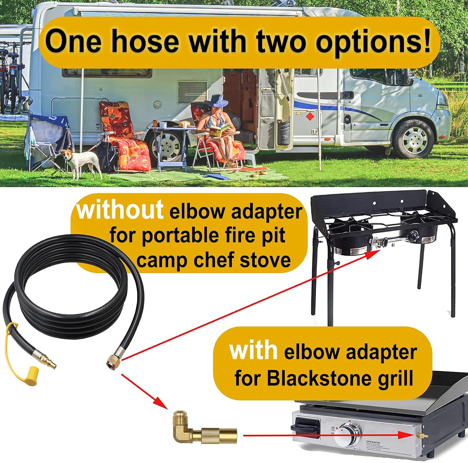 18FT Rv Quick Connect Propane Hose for Blackstone Grill, Rv Propane Adapter Extension Hose for Blackstone 17 " 22" Griddle, Lp Quick Connect Rv Propane Hose, for Camp Chef Stove, Portable Fire Pit