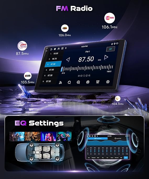 Android15.0 4G+128G Car Radio Stereo for Honda CRV 2007-2011 with Wireless CarPlay Android Auto, 9 Inch in-Cell Touch Screen GPS WiFi Bluetooth EQ SWC FM Radio HD Backup Camera