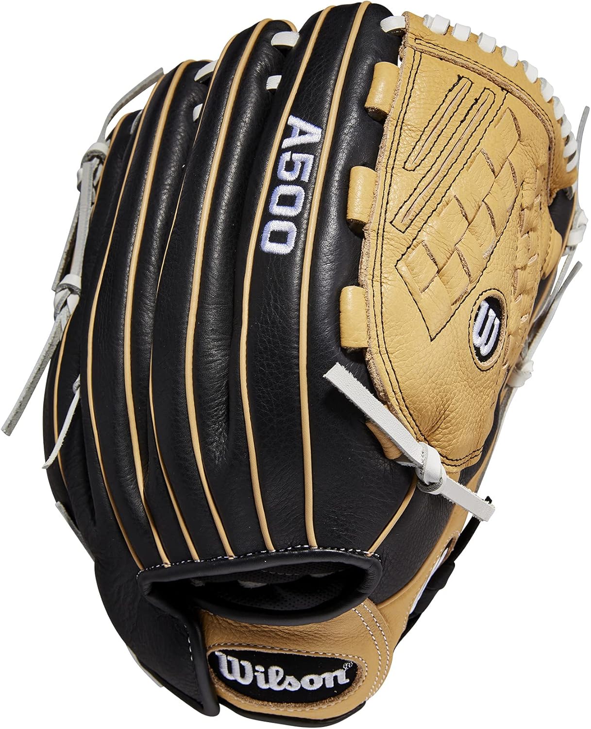 Wilson 2022 A500 Siren 12.5" Fastpitch Outfield Glove - Left Hand Throw, Black/Blonde/Yellow