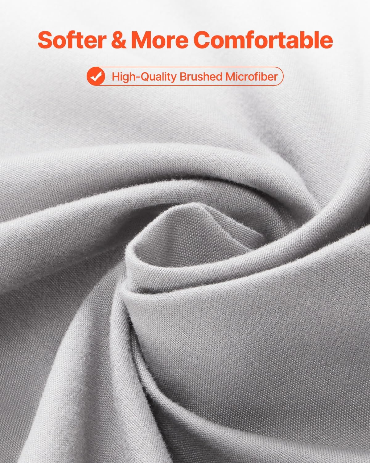 VEVOR Twin Fitted Sheet 2 Pack, Bottom Sheet Microfiber, Wear-Resistant & Breathable, Single-Sided Brushing, Deep Pocket Fit for 15 in Mattress, Gray