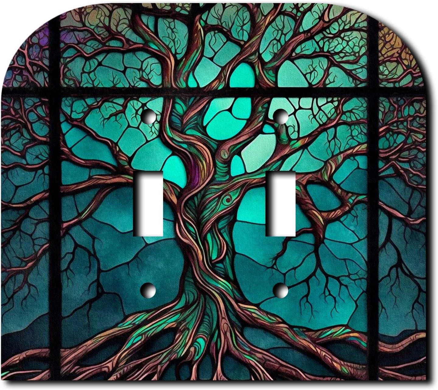 Stained Glass Look Tree - Single Gang Light Switch
