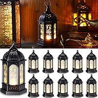 Vista 9 de Threan 6 faroles de Ramadán con luces LED mini Eid Mubarak, decoraciones de Ramadán para el hogar, mesa, pared, centros de mesa y decoración