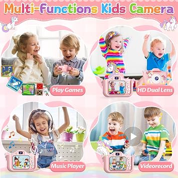 Kids Camera, Girls Digital Camera, 48MP 1080P HD IPS Screen, Double Digital Selfie for Kids, Great Christmas Birthday Gifts for Boys Girls