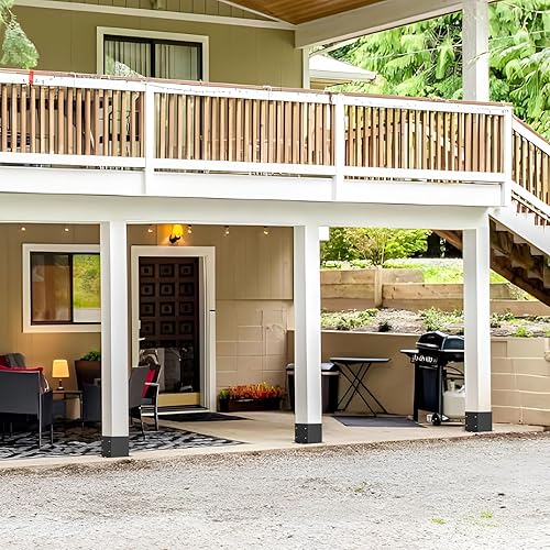 Miniatura 17 de SPACEEUP Base de poste de 4 x 4, 2 piezas, tamaño interior de 3.6 x 3.6 pulgadas, base de poste resistente con recubrimiento de polvo, soportes