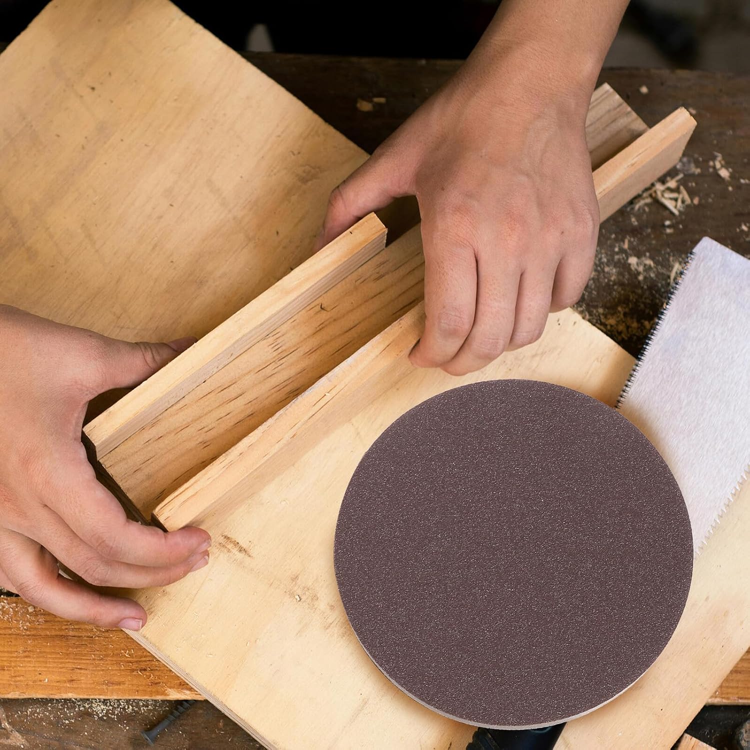 Cabilock 10pcs Fine Grit Sanding Blocks with Flocking Sponge, Adhesive Wet Sandpaper for Metal, Plastic, and Automotive Paint Polishing, 4-inch Diameter for DIY and Detail Work