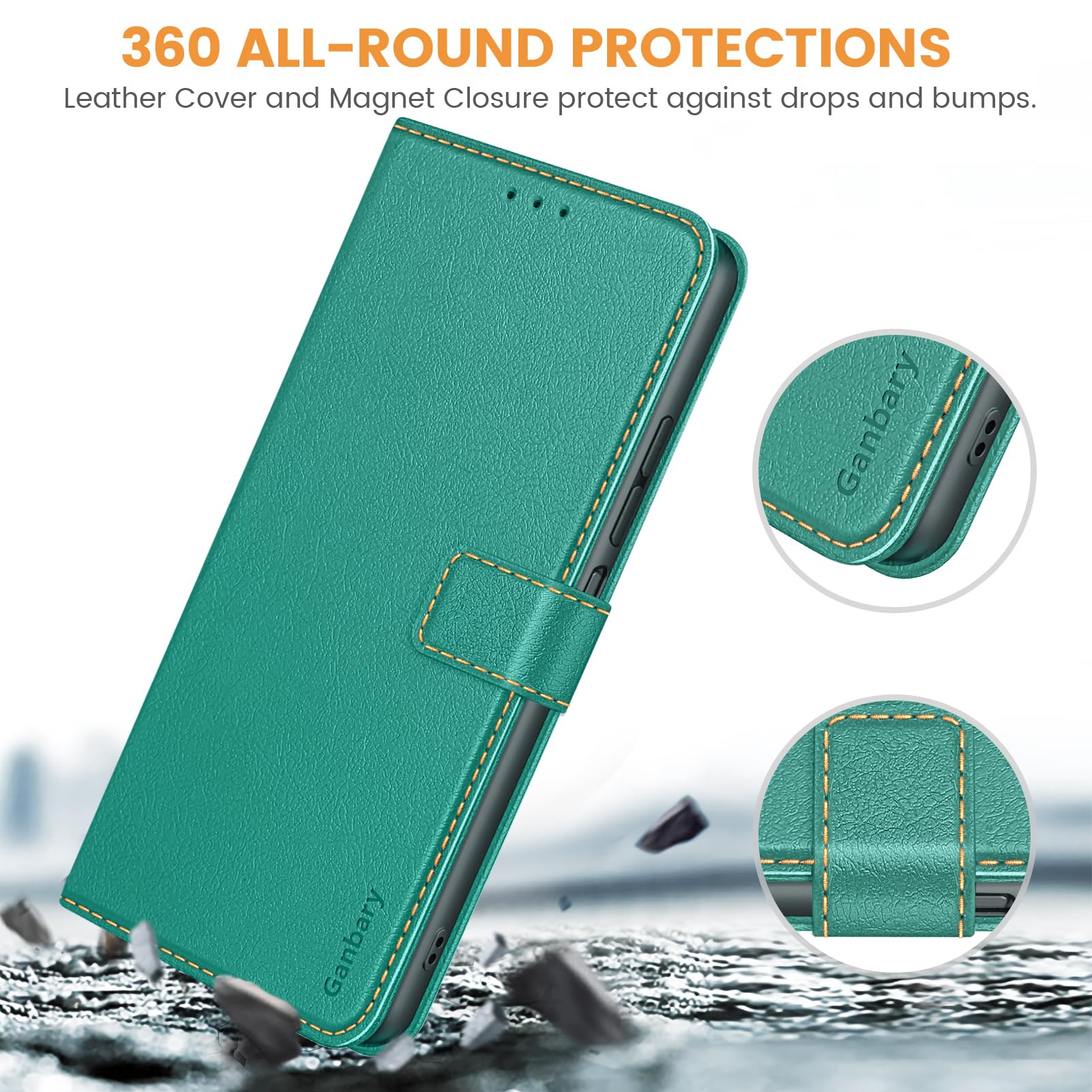 Ganbary Leder Klapphülle Für Xiaomi Redmi 13 4G / Poco M6 4G – Mit Standfunktion & Kartenfächern, Schwarz