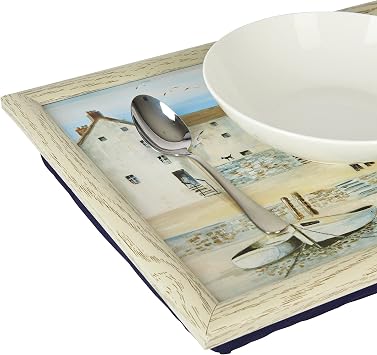 Creative Tops “Cornish Harbour” Lap Tray with Cushion, Bean Bag Cushioned, 44 x 34cm