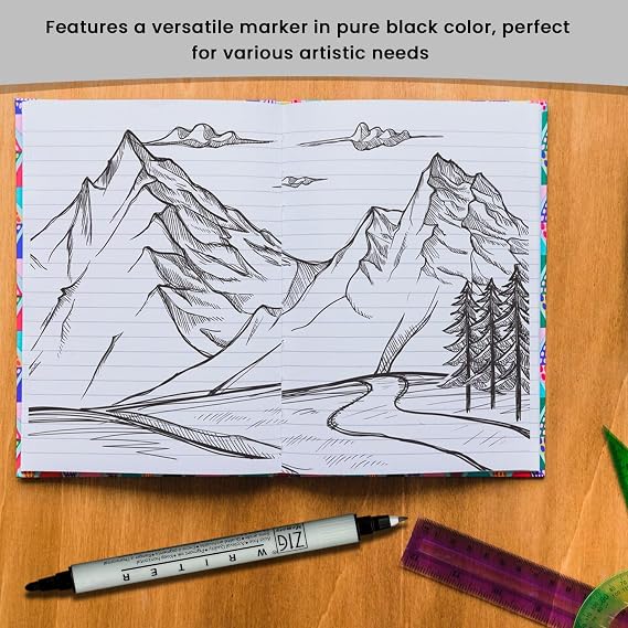 ZIG Memory System Writer Marker 010 Pure Black | Dual-Tip (0.5mm & 1.2mm) for Scrapbooking, Journaling, and Cardmaking | Acid-Free and Fade-Proof Ink