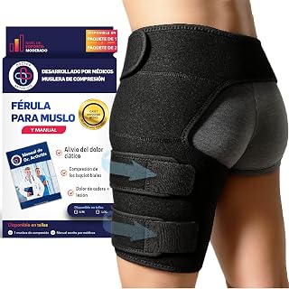 Abrazadera para Cadera Desarrollada por Médicos - Soporte Muslo para Alivio del Dolor de Ciática, Síndrome Piriformi para Hombres y Mujeres - Compresión del Muslo e Isquiotibiales [Talla S/M, Negro]