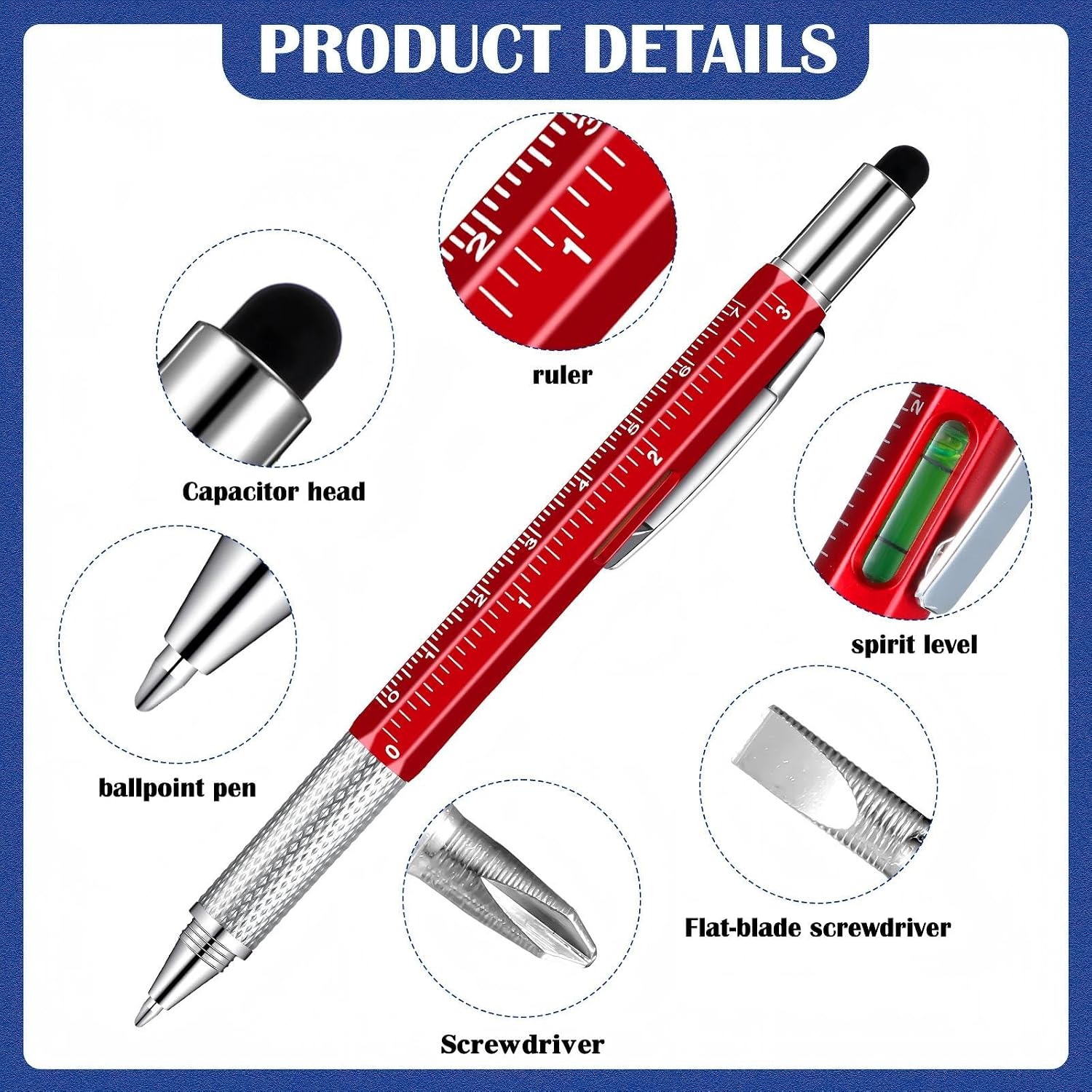 Sabary 36 Pcs Multitool Pen Gift Bulk for Men Birthday Gift Including 6 in 1 Tool Pen, Stainless Steel 11 in 1 Beer Opener Credit Card Tool and Black Refill Christmas Stocking Stuffer(Vivid Colors)