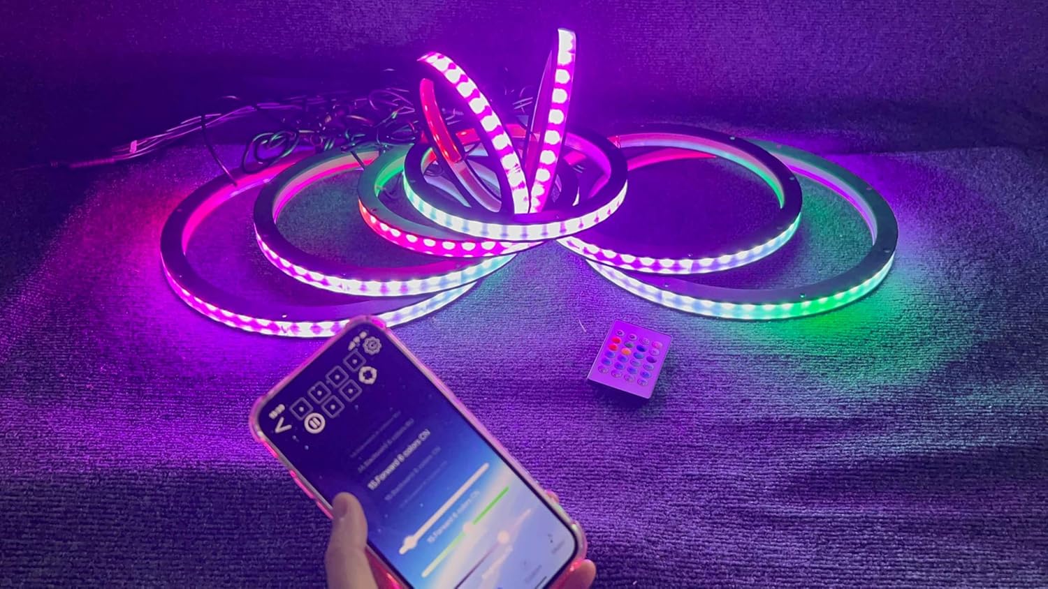 8 PCS 6.5" RGB Multi-Color LED Speaker Rings Lights for Car & Truck Audio - Multiple LED Music Dancing Flow Coaxial Speakers Light with RF Remote & Bluetooth Control