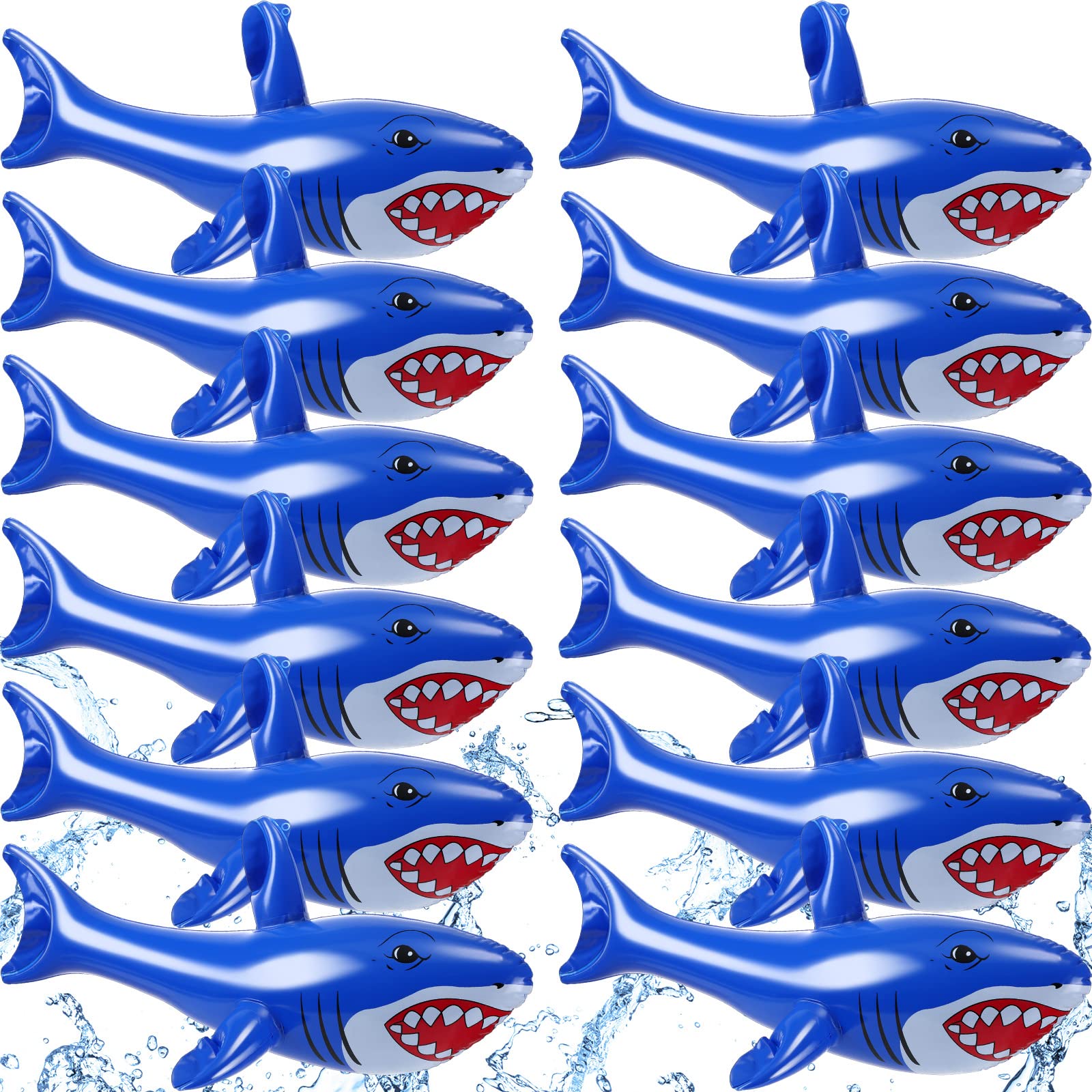 Snapklik.com : 12 Pcs Inflatable Shark Pool Float, 23.6